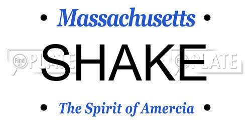 SHAKE Massachusetts License Plate