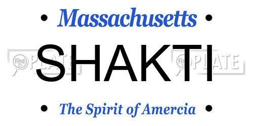 SHAKTI Massachusetts License Plate