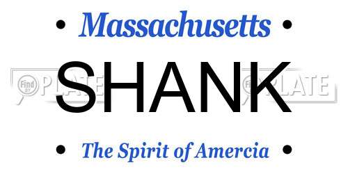 SHANK Massachusetts License Plate