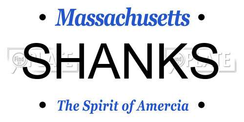 SHANKS Massachusetts License Plate