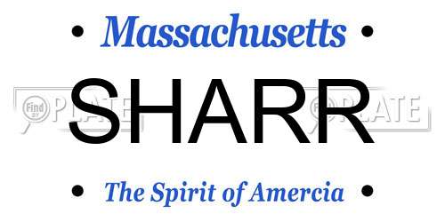 SHARR Massachusetts License Plate