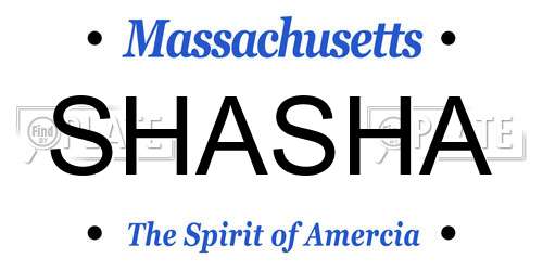 SHASHA Massachusetts License Plate
