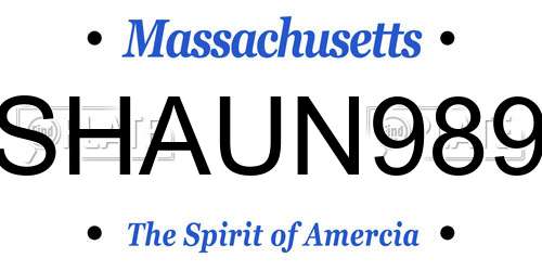 SHAUN989 Massachusetts License Plate