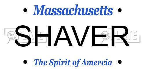 SHAVER Massachusetts License Plate