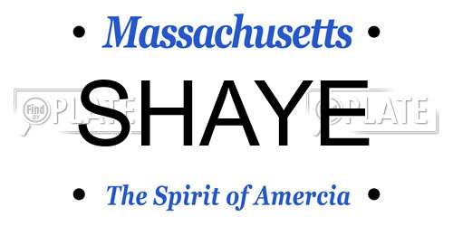 SHAYE Massachusetts License Plate