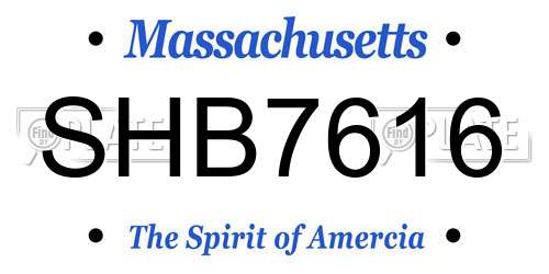 SHB7616 Massachusetts License Plate