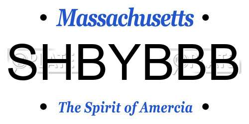 SHBYBBB Massachusetts License Plate