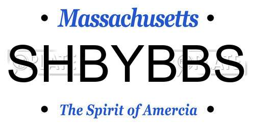 SHBYBBS Massachusetts License Plate