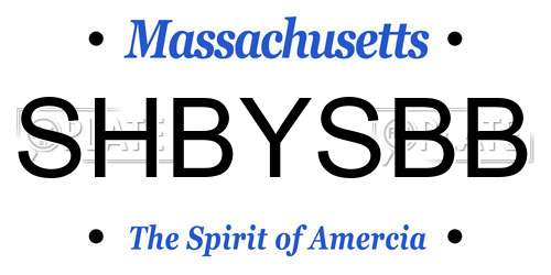SHBYSBB Massachusetts License Plate