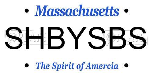SHBYSBS Massachusetts License Plate