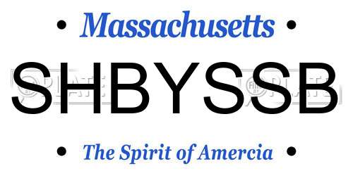 SHBYSSB Massachusetts License Plate