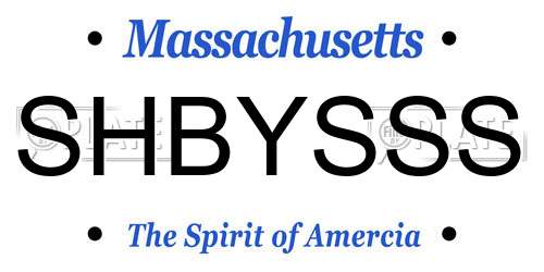 SHBYSSS Massachusetts License Plate