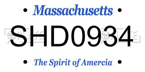 SHD0934 Massachusetts License Plate