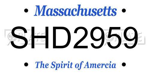 SHD2959 Massachusetts License Plate