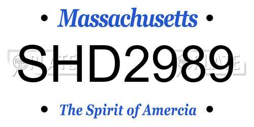 SHD2989 Massachusetts License Plate