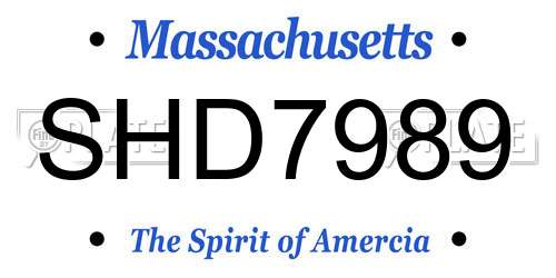 SHD7989 Massachusetts License Plate