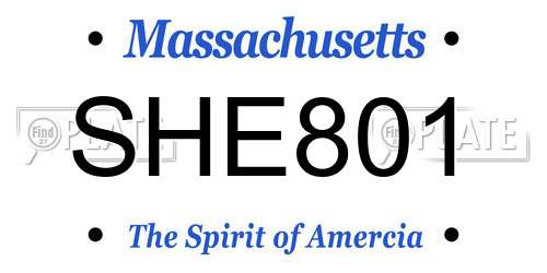 SHE801 Massachusetts License Plate