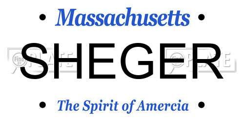 SHEGER Massachusetts License Plate
