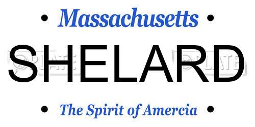 SHELARD Massachusetts License Plate