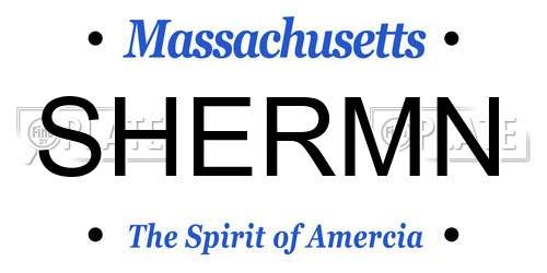 SHERMN Massachusetts License Plate