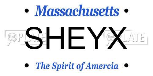 SHEYX Massachusetts License Plate