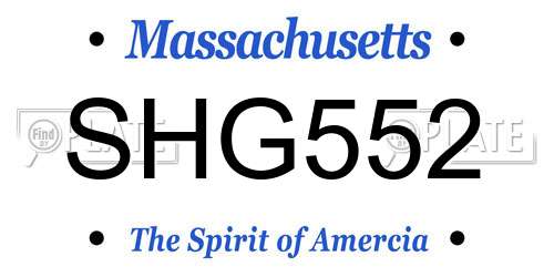 SHG552 Massachusetts License Plate