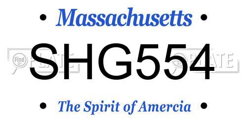 SHG554 Massachusetts License Plate