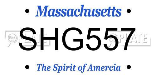 SHG557 Massachusetts License Plate
