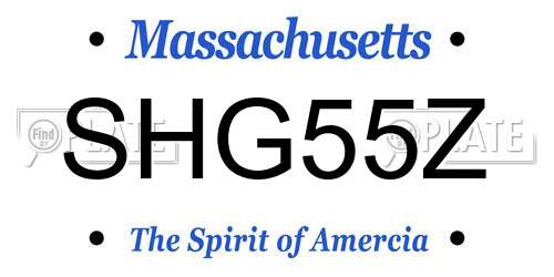 SHG55Z Massachusetts License Plate