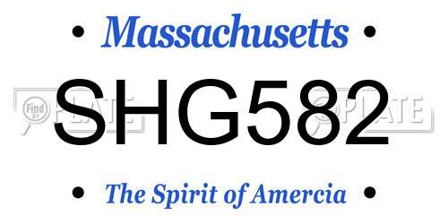 SHG582 Massachusetts License Plate