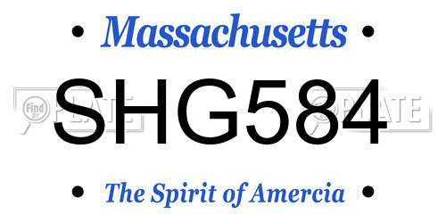 SHG584 Massachusetts License Plate