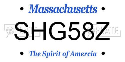 SHG58Z Massachusetts License Plate