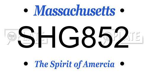 SHG852 Massachusetts License Plate
