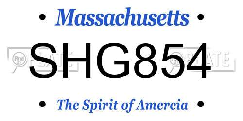 SHG854 Massachusetts License Plate