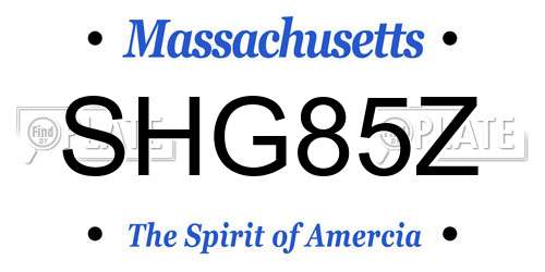 SHG85Z Massachusetts License Plate