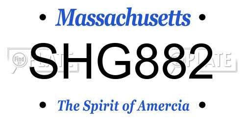 SHG882 Massachusetts License Plate