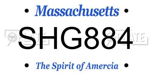 SHG884 Massachusetts License Plate