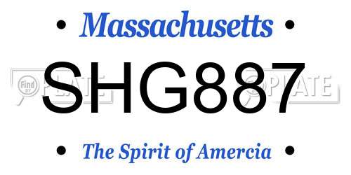SHG887 Massachusetts License Plate