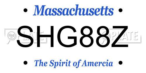 SHG88Z Massachusetts License Plate