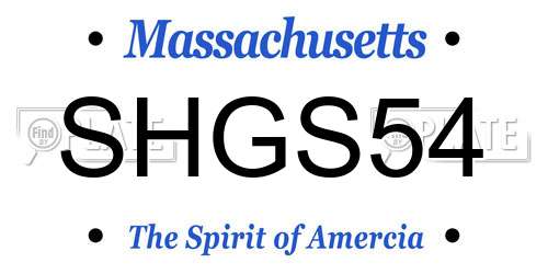 SHGS54 Massachusetts License Plate