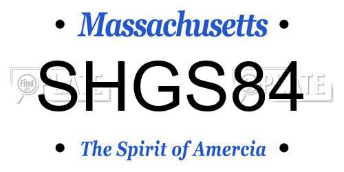 SHGS84 Massachusetts License Plate