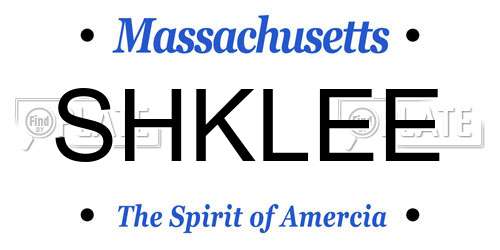 SHKLEE Massachusetts License Plate