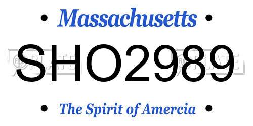 SHO2989 Massachusetts License Plate