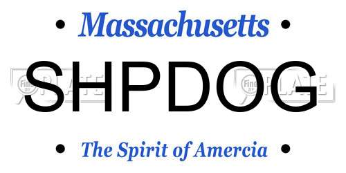 SHPDOG Massachusetts License Plate