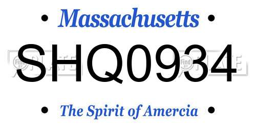 SHQ0934 Massachusetts License Plate