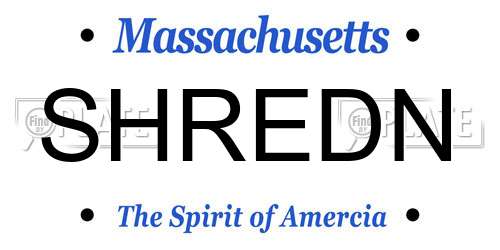 SHREDN Massachusetts License Plate