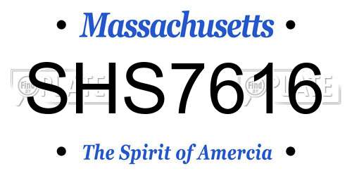 SHS7616 Massachusetts License Plate
