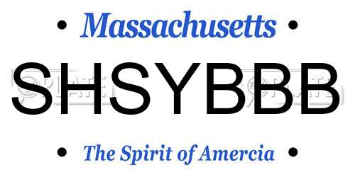 SHSYBBB Massachusetts License Plate