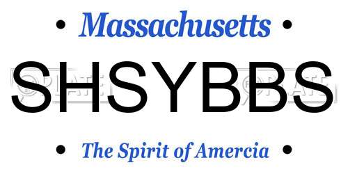 SHSYBBS Massachusetts License Plate