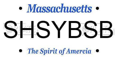 SHSYBSB Massachusetts License Plate